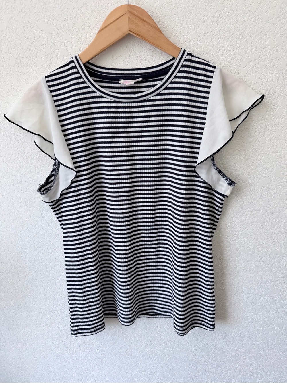 Striped Ruffle Sleeve Summer Tank
